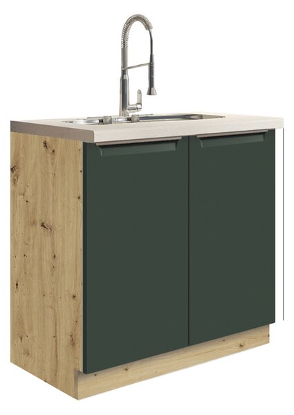 Kuchyňská linka GLAMOUR z | 270x260 cm | SE SOKLEM | zelená mat/artisan