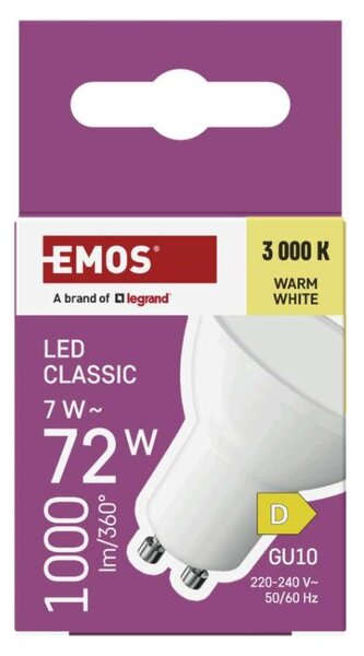 EMOS LED žárovka Classic MR16 bílá / GU10 / 7 W (72 W) / 1000 lm / teplá bílá 1525730238