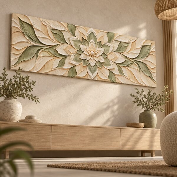 Obraz na plátně - Mandala Rovnovážné objetí FeelHappy.cz Rozměr obrazu (Šířka x Výška): 60 x 20 cm