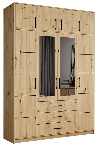 Šatní skříň BELLA se zrcadlem + nástavec | 200 cm | artisan