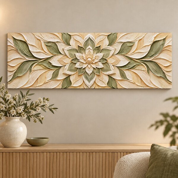 Obraz na plátně - Mandala Rovnovážné objetí FeelHappy.cz Rozměr obrazu (Šířka x Výška): 60 x 20 cm