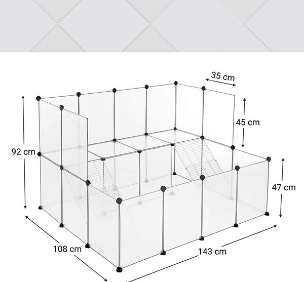 SONGMICS Ohrádka pro drobná zvířata Femino 143x108 cm čirá