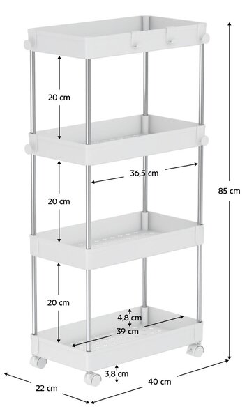 Pojízdný regál ALIOM (bílá)