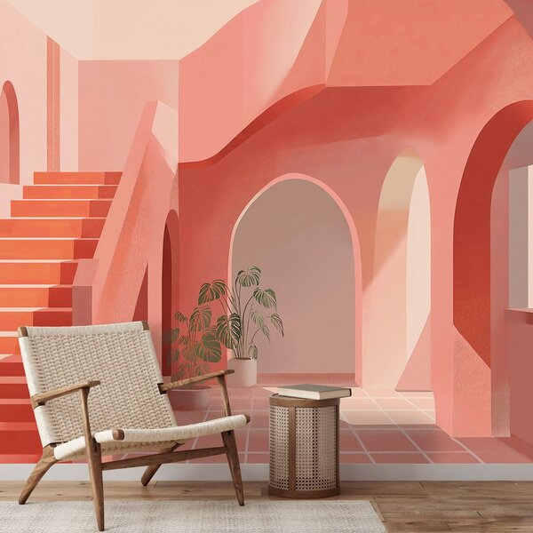 Tapeta abstraktní růžová architektura