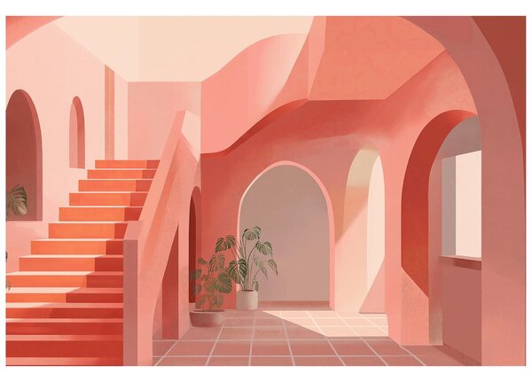 Tapeta abstraktní růžová architektura