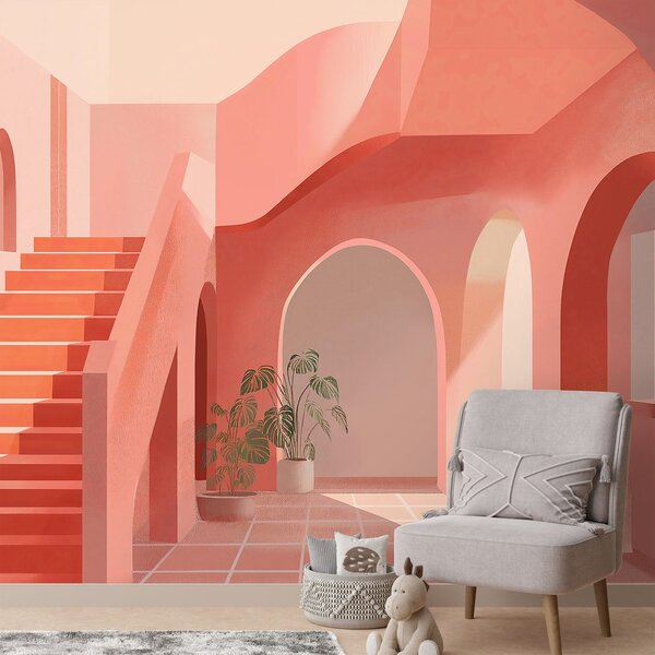 Tapeta abstraktní růžová architektura