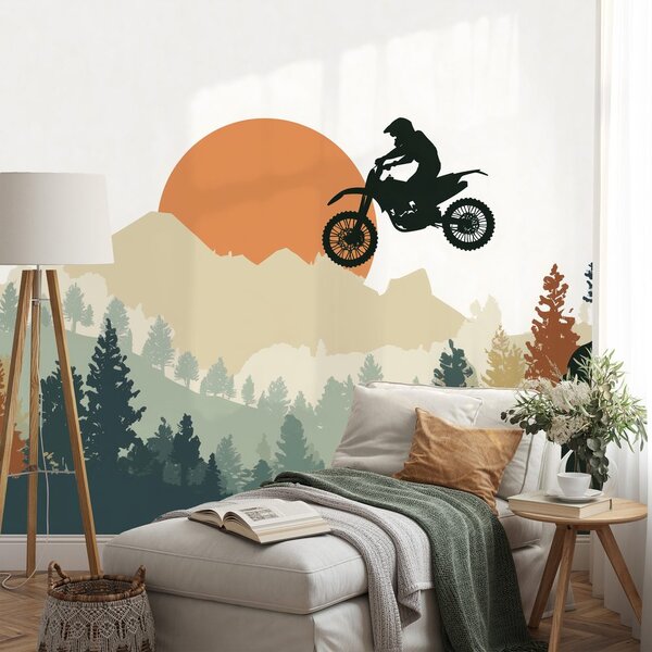 Tapeta motokrosový skok v horách
