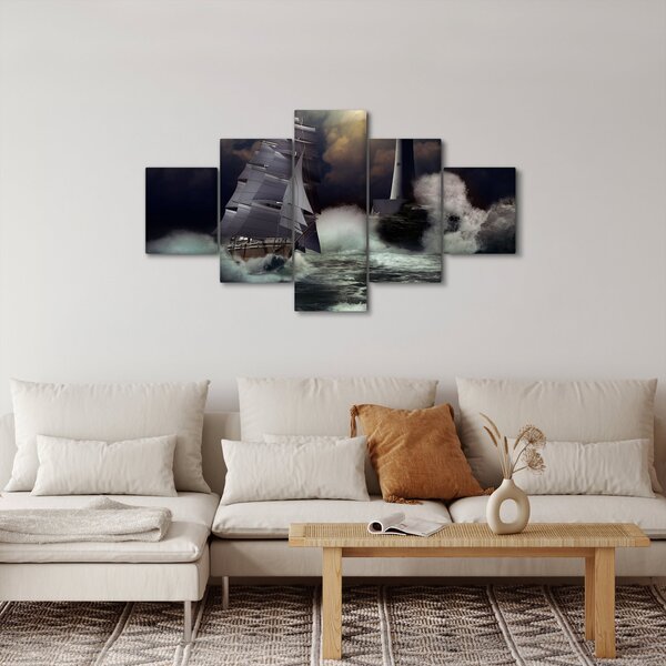 Obraz - Loď plující skrz bouřlivé vlny (125x70 cm)