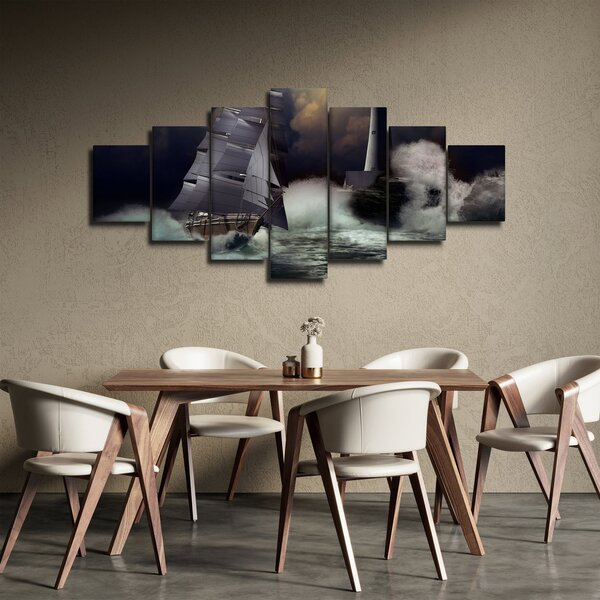 Obraz - Loď plující skrz bouřlivé vlny (210x100 cm)
