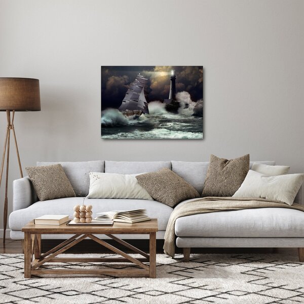 Obraz - Loď plující skrz bouřlivé vlny (70x50 cm)