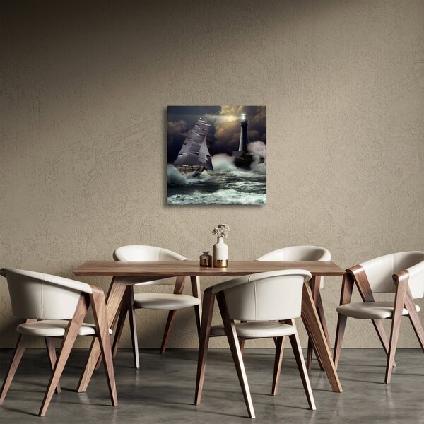 Obraz - Loď plující skrz bouřlivé vlny (30x30 cm)