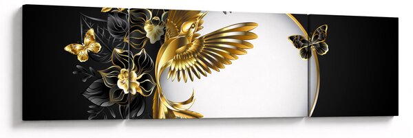 Obraz - Koule se zlatými motivy (170x50 cm)
