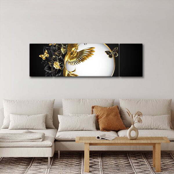 Obraz - Koule se zlatými motivy (170x50 cm)