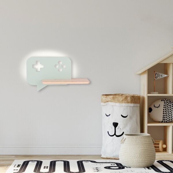 LED Dětské nástěnné svítidlo s poličkou CONSOLE LED/5W/230V zelená
