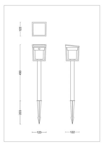 Blaise UltraEfficient solární LED sloupek se senzorem 1,5W 250/20lm 3000K IP44, hranatý, antracit