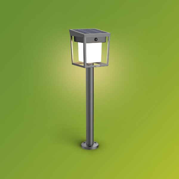 Blaise UltraEfficient solární LED sloupek se senzorem 1,5W 250/20lm 3000K IP44, hranatý, antracit