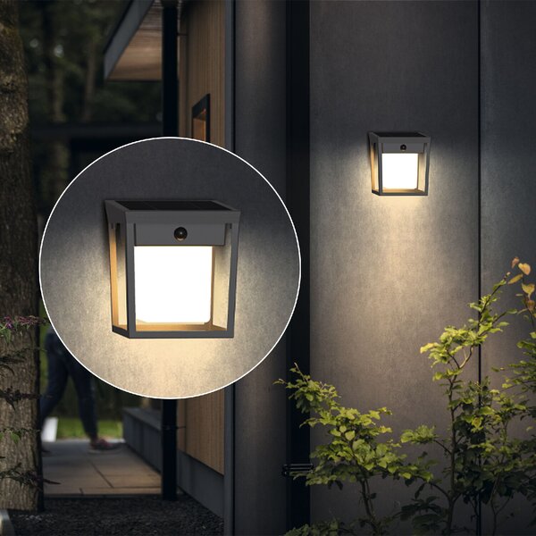 Blaise UltraEfficient solární LED svítidlo se senzorem 1,5W 250/20lm 3000K IP44, hranaté, antracit