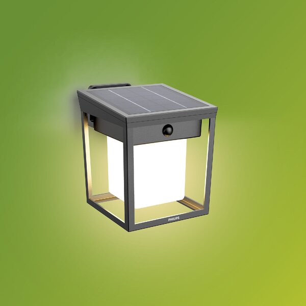 Blaise UltraEfficient solární LED svítidlo se senzorem 1,5W 250/20lm 3000K IP44, hranaté, antracit