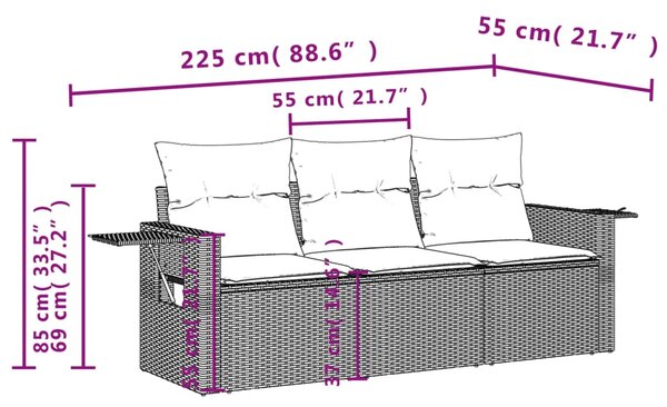 3dílná zahradní sedací souprava s poduškami béžová polyratan 3252196