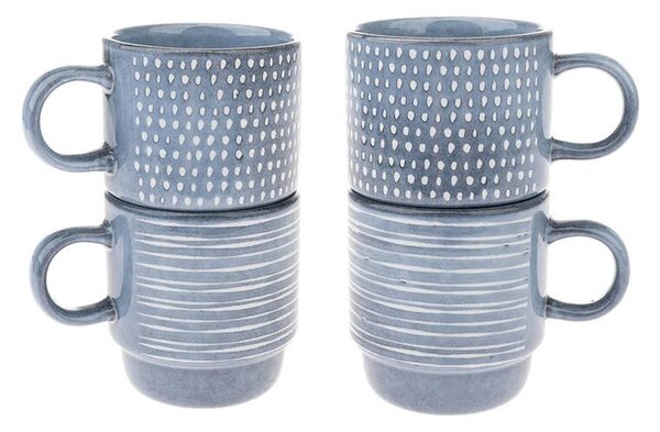 Sada 4 ks keramických hrnků SKY BLUE, 290 ml