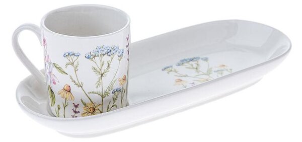 Porcelánový esspreso hrnek s podtáckem LUČNÍ KVĚTY 90 ml