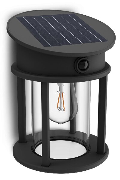 Geri UltraEfficient solární LED svítidlo se senzorem 3,2W 500lm 2700K IP44 kulaté, antracit