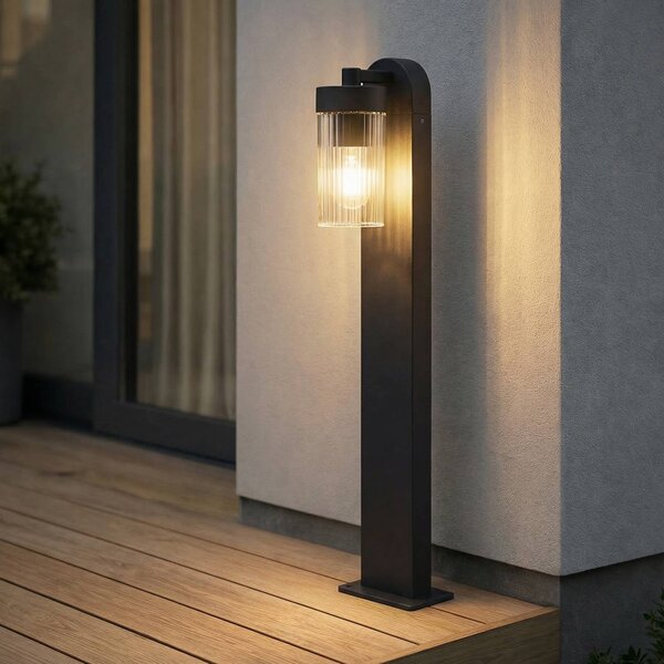 Lindby Osvětlení cesty Kaliro, antracit, 60 cm, E27, IP54, Černá, Hliník, Moderní