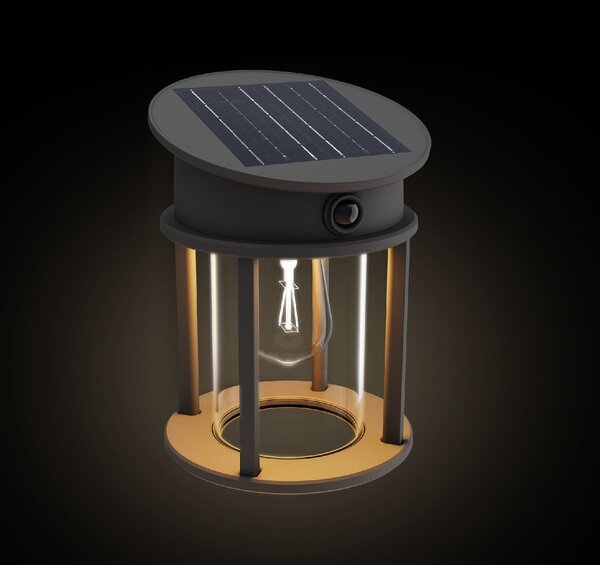 Geri UltraEfficient solární LED svítidlo se senzorem 3,2W 500lm 2700K IP44 kulaté, antracit
