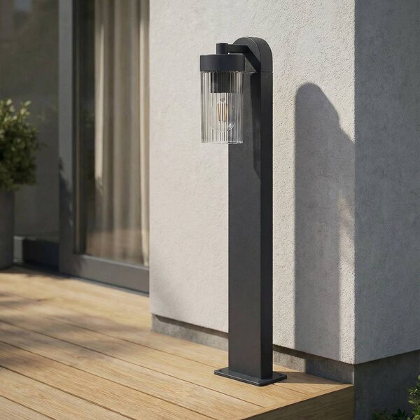 Lindby Osvětlení cesty Kaliro, antracit, 60 cm, E27, IP54, Černá, Hliník, Moderní