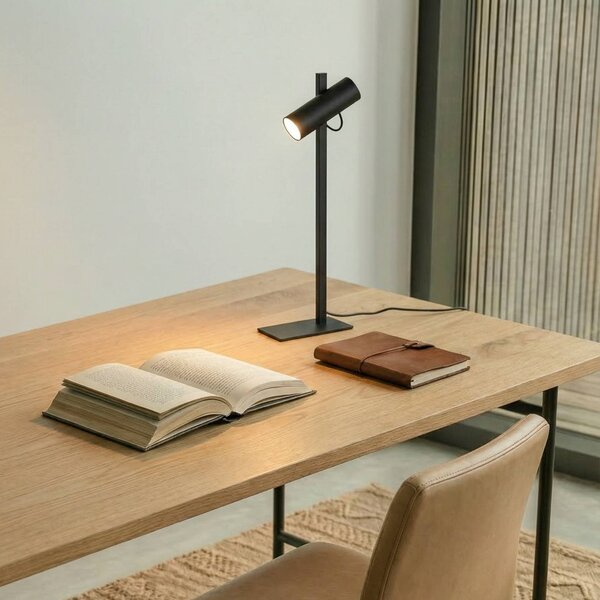 Lucande Stolní lampa Lysias, černá, kov, výška 55 cm, Černá, Obývací pokoj / jídelna, kov, Moderní