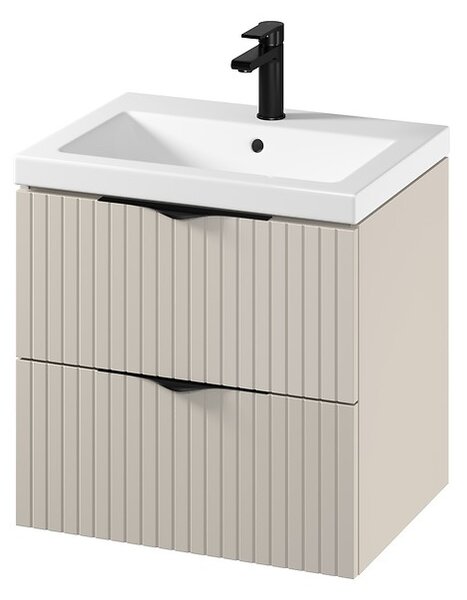 Cersanit Tirso, závěsná umyvadlová skříňka 594x447x572 mm + keramické umyvadlo, béžová matná, S801-541
