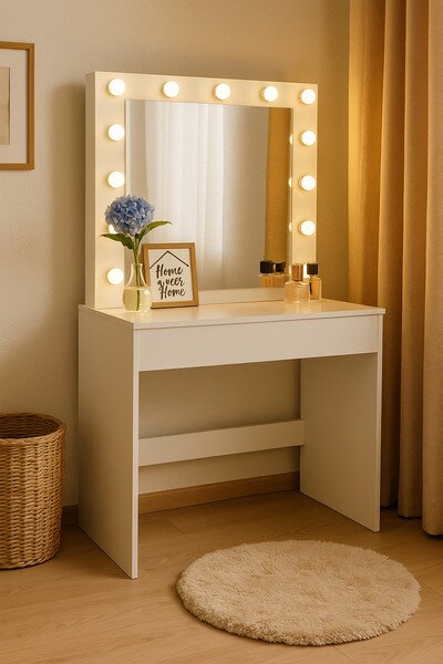 Toaletní stolek PEARL se zrcadlem a LED osvětlením PHO9452