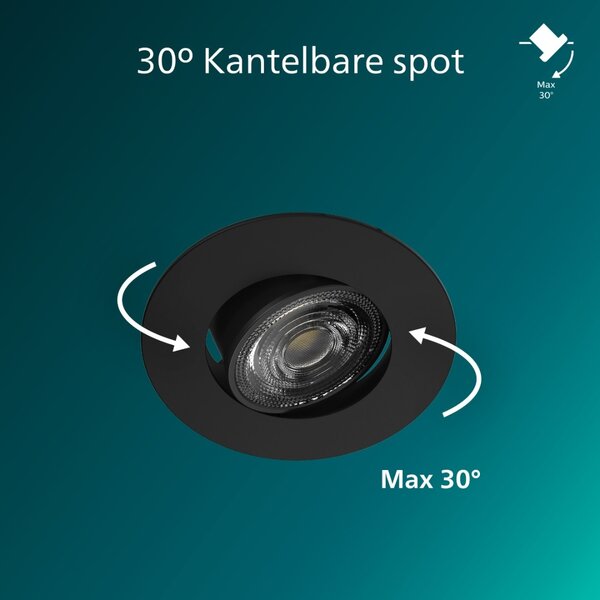 Zapuštěné bodové svítidlo Cilantro Step 5W, 90lm/W, 2700K, (3 ks), černá