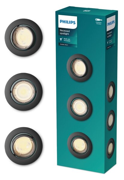 Peridot Rec Kit Rd zapuštěné svítidlo kulaté 7W, AC 220-240, IP20 (3 ks), černá