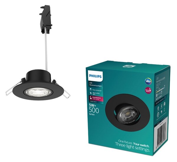 Zapuštěné bodové svítidlo Cilantro Step 5W, 99lm/W, 4000K, černá