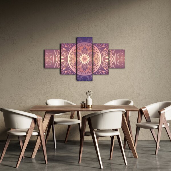Obraz - Mandala na fialovém gradientu (125x70 cm)