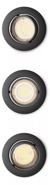 Peridot Rec Kit Rd zapuštěné svítidlo kulaté 7W, AC 220-240, IP20 (3 ks), černá
