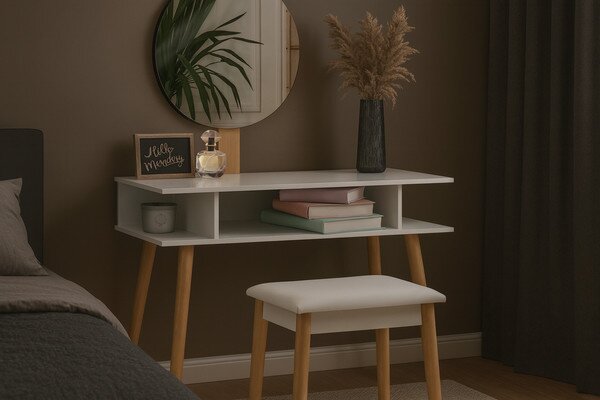Toaletní stolek SKANDIA se zrcadlem a taburetkou PHO5803