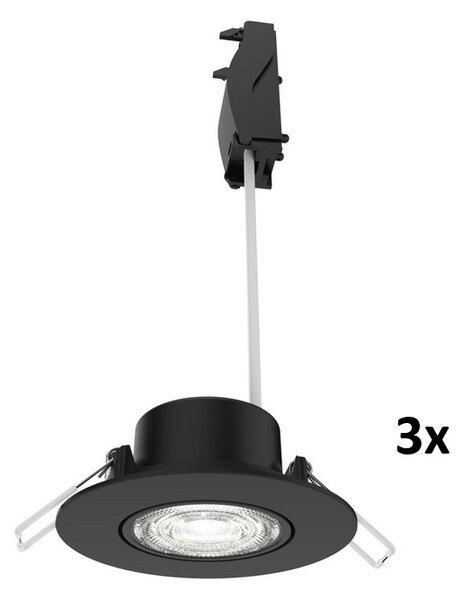 Zapuštěné bodové svítidlo Cilantro Step 5W, 90lm/W, 2700K, (3 ks), černá