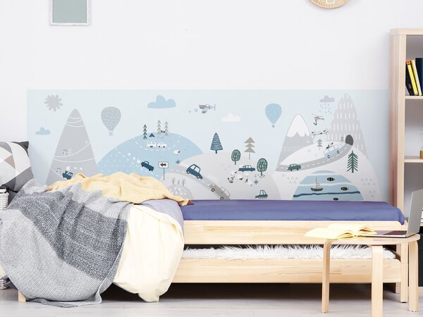 FUGU Ochrana stěny za postel - Jedeme do hor blue Varianta ochrany zdi: Delší strana postele 200x65 cm