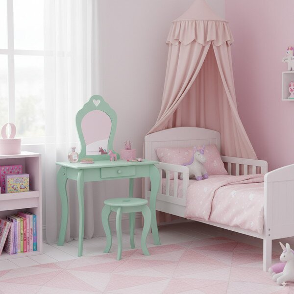 Dětský toaletní stolek FAIRY DREAM mátový PHO3549