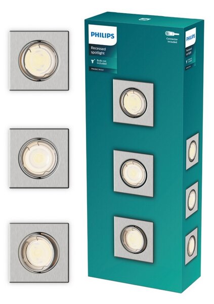 Peridot Rec Kit Sq zapuštěné svítidlo hranaté 7W, AC 220-240, IP20, (3 ks), nikl