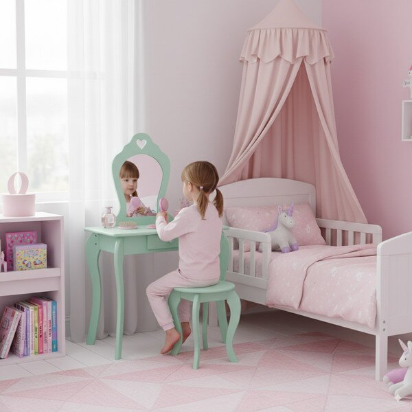 Dětský toaletní stolek FAIRY DREAM mátový PHO3549