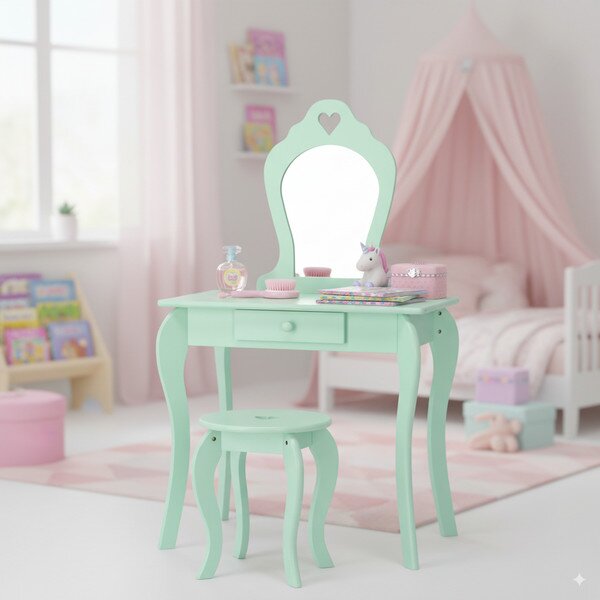 Dětský toaletní stolek FAIRY DREAM mátový PHO3549