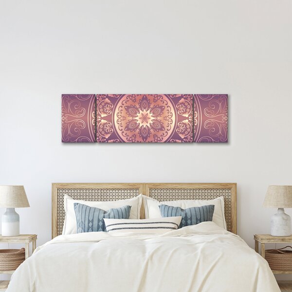 Obraz - Mandala na fialovém gradientu (170x50 cm)