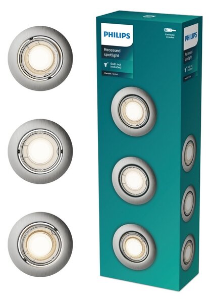Peridot Rec Kit Rd zapuštěné svítidlo kulaté 7W, AC 220-240, IP20, (3 ks), nikl