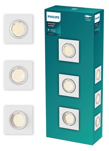 Peridot Rec Kit Sq zapuštěné svítidlo hranaté 7W, AC 220-240, IP20, (3 ks), bílá