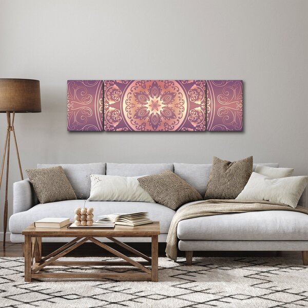 Obraz - Mandala na fialovém gradientu (170x50 cm)