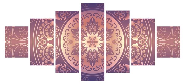 Obraz - Mandala na fialovém gradientu (210x100 cm)