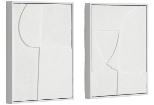 Sada dvou bílých abstraktních obrazů Kave Home Beija 32 x 42 cm